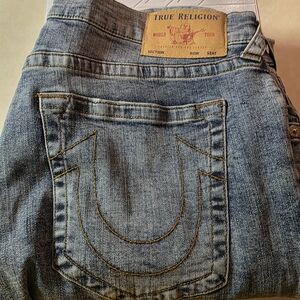 True Religion Blue Denim with Tan Label
